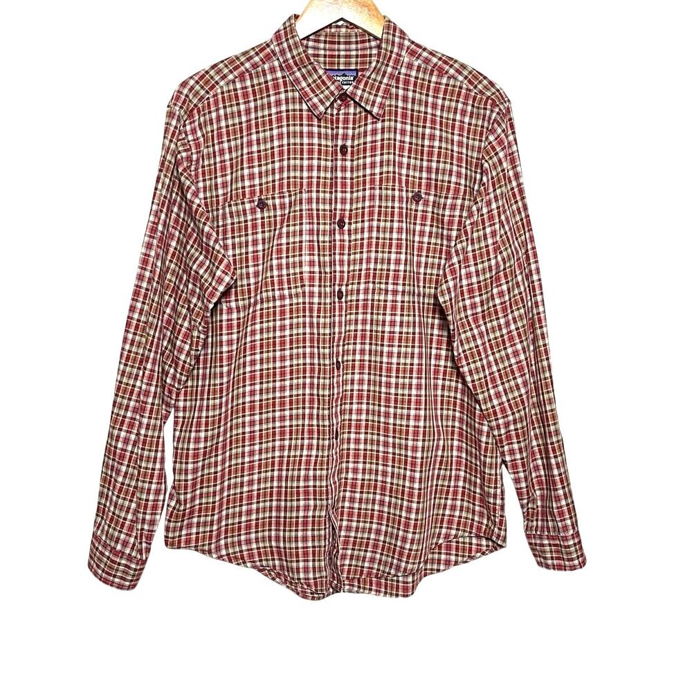PATAGONIA Men’s Checked Plaid Long Sleeve Button Up Pima Cotton Shirt